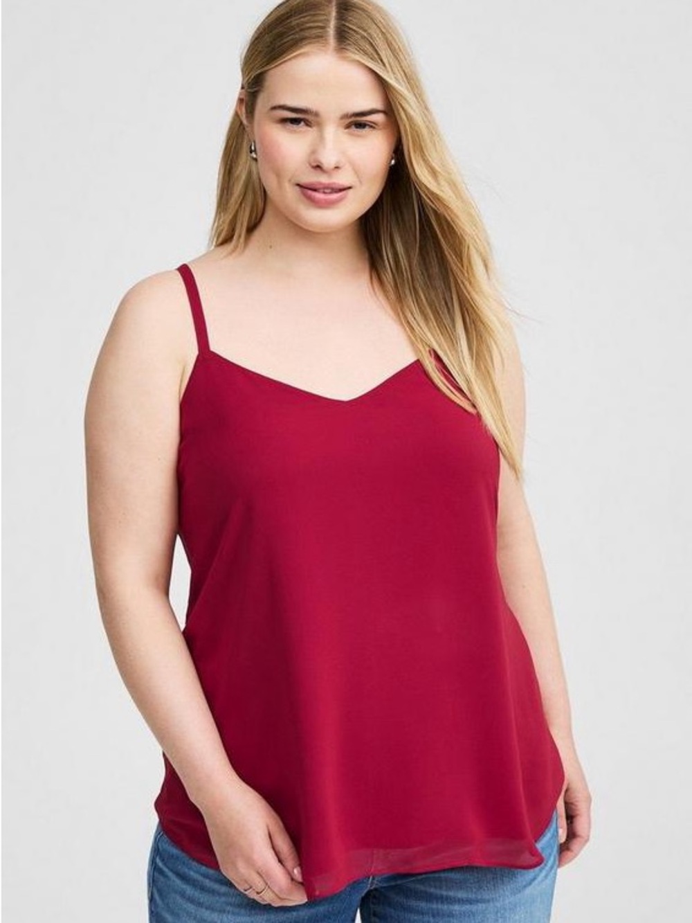 Torrid Sophie Chiffon Swing Cami, Size 00 (M/10), Rhubarb - Picture 2 of 8
